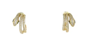 1.10 ct. t.w. CZ and .20 ct. t.w. Simulated Emerald Snake C-Hoop Earrings in 18kt Gold Over Sterling