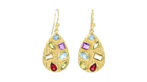 5.00 ct. t.w. Multi-Gemstone Teardrop Earrings in 18kt Gold Over Sterling