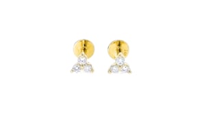 Lab-Grown Diamond Three-Stone Flat-Back Stud Earrings in 14kt Yellow Gold