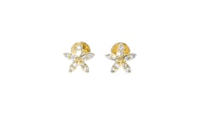 Lab-Grown Diamond Flower Single Flat-Back Stud Earring in 14kt Yellow Gold