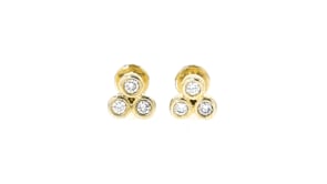 Lab-Grown Diamond Three-Stone Flat-Back Stud Earrings in 14kt Yellow Gold