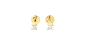Princess-Cut Lab-Grown Diamond Flat-Back Stud Earrings in 14kt Yellow Gold