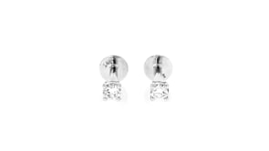 Round Lab-Grown Diamond Flat-Back Stud Earrings in 14kt White Gold