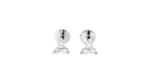 Lab-Grown Diamond Three-Stone Flat-Back Stud Earrings in 14kt White Gold