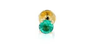 20 Carat Emerald Single Stud Earring in 14kt Yellow Gold
