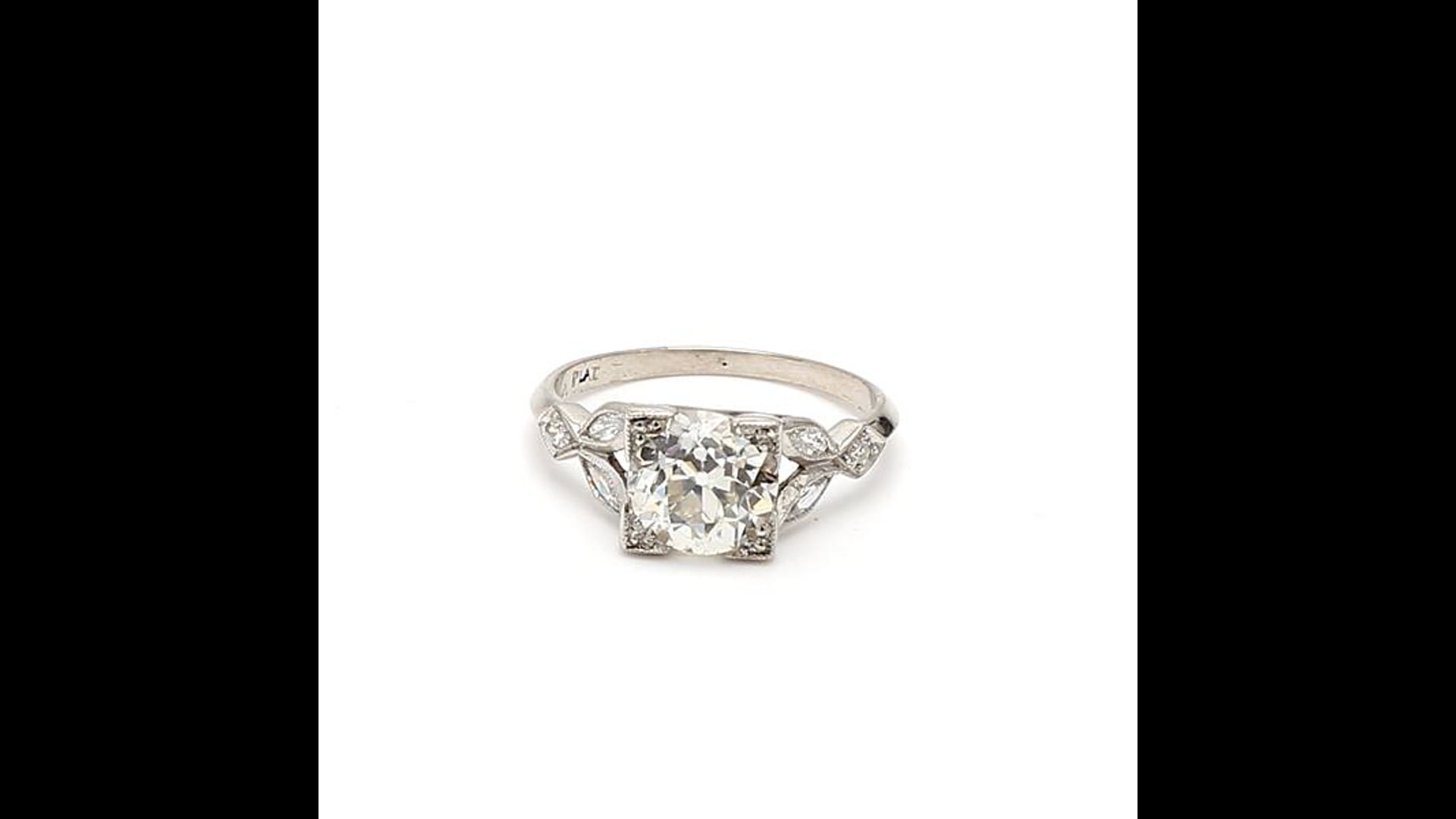 2.17 Carat Old European Cut K SI2 and I VS2 Diamond Platinum Engagement Ring
