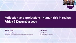 Friday 6 December 2024 - Reflection and projections: Human risk in review