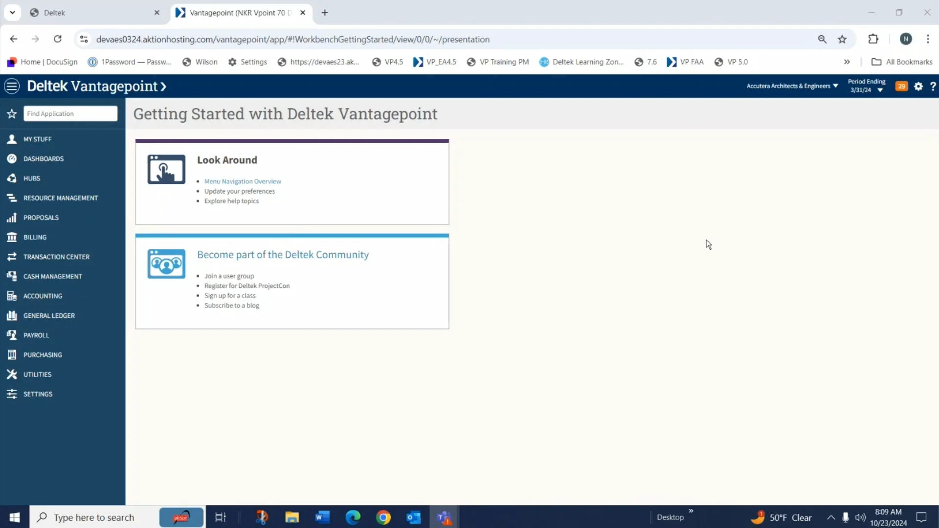 Vantagepoint Timesheets