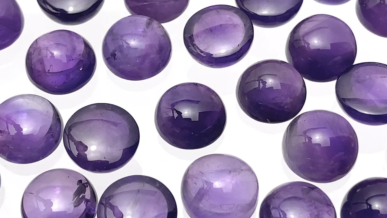 ザンビア産アメジスト ラウンド カボション10×10mm 2個｜天然石ビーズ