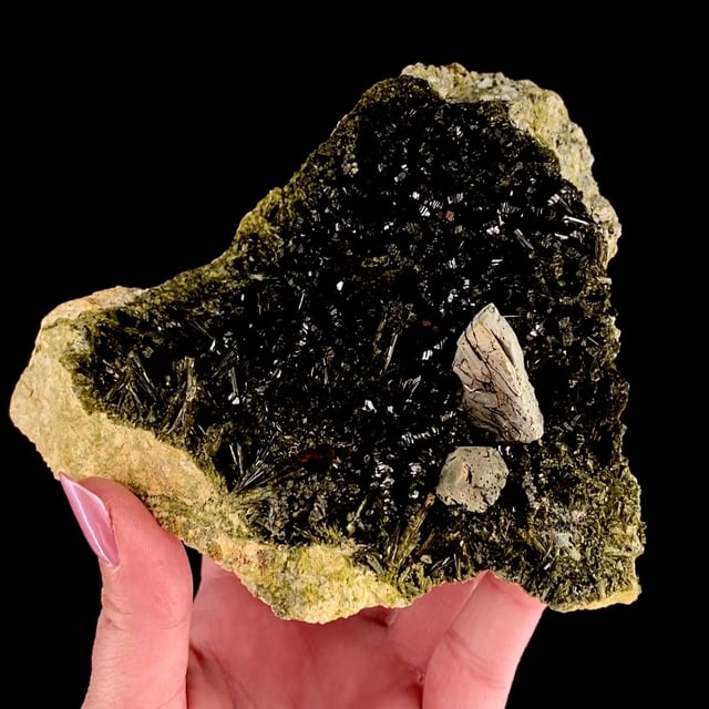 Chalcopyrite on Epidote (RARE association specimen for the locality)