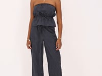 dark blue top with stripes & bow