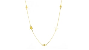 10kt Yellow Gold Bead and Star Station Necklace
