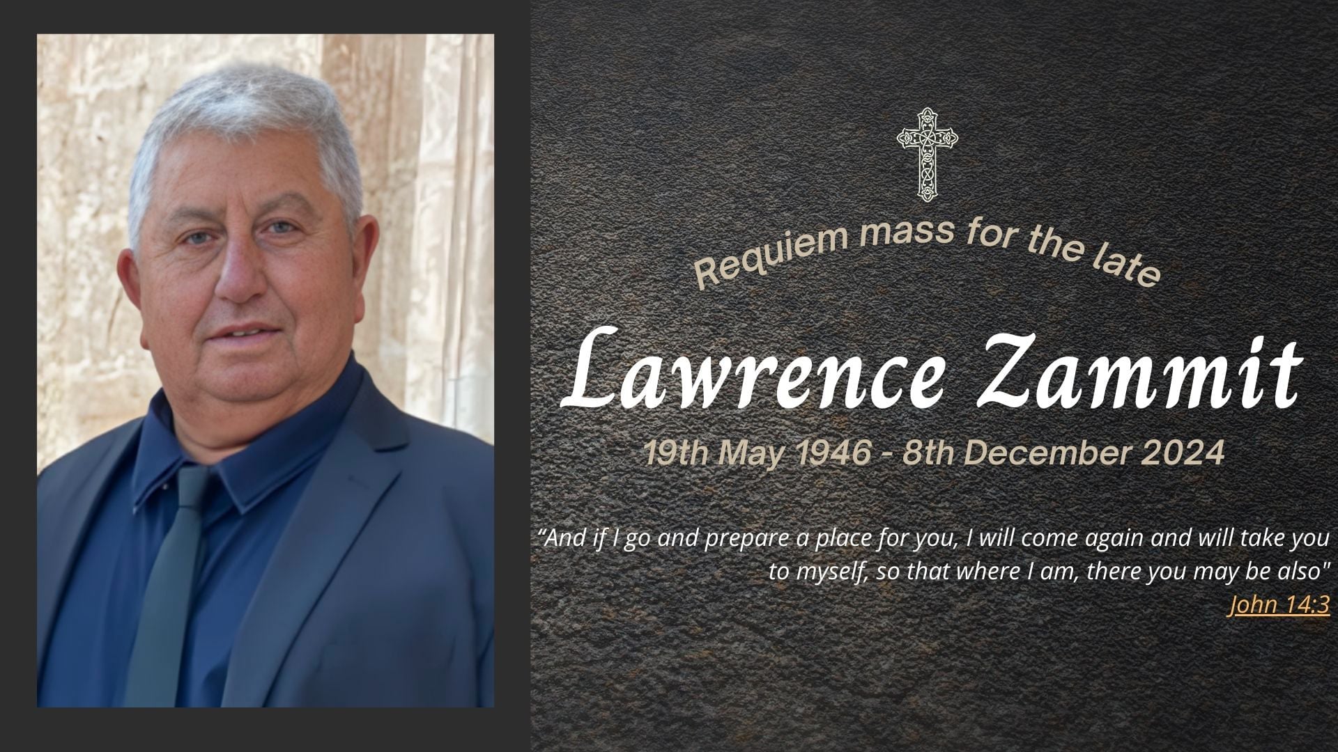 Funeral livestream of the late Lawrence Zammit