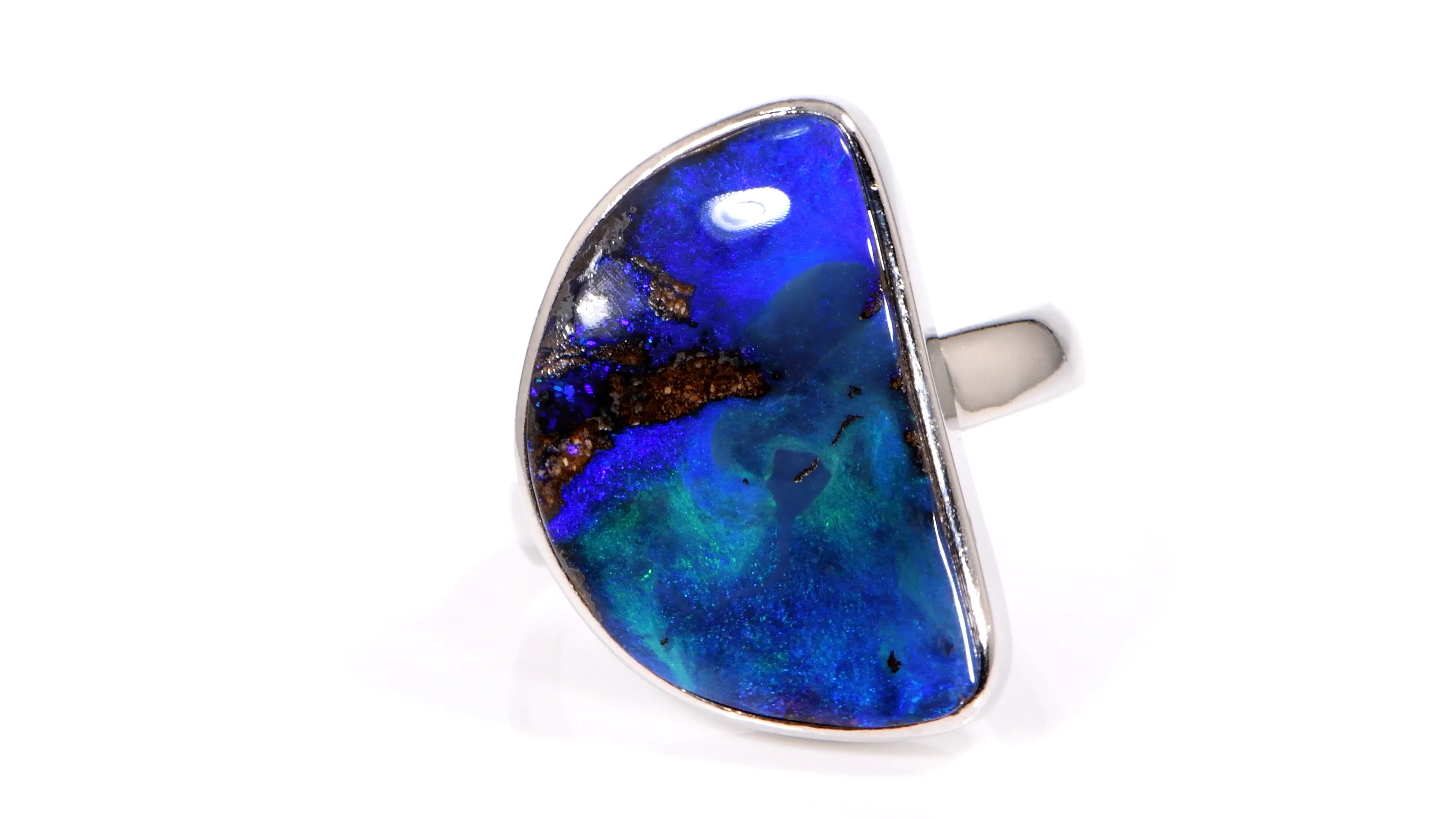 460㎖ OPAL R III Oval-Cut Lab-Created Opal & White Lab-Created Sapphire Ring