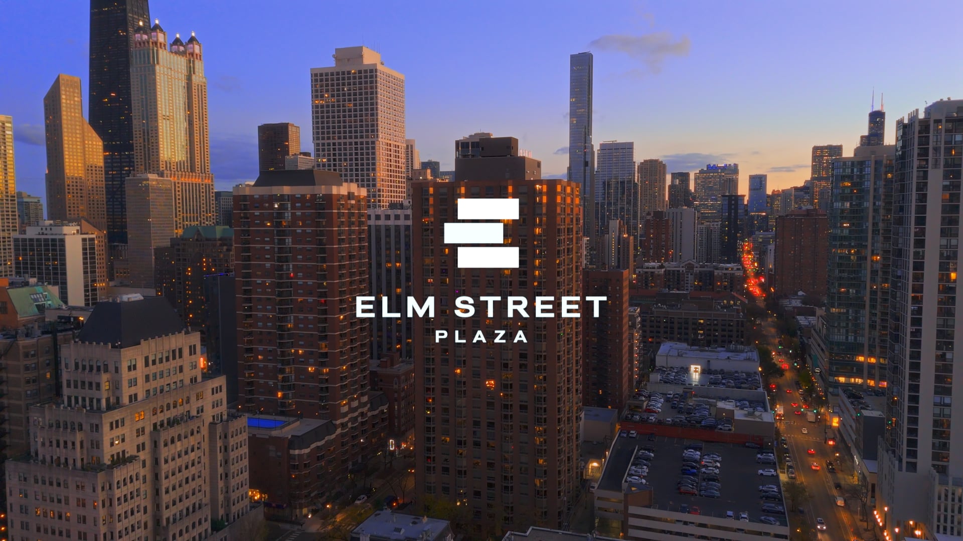 Elm Street Plaza Sunset Drone Video