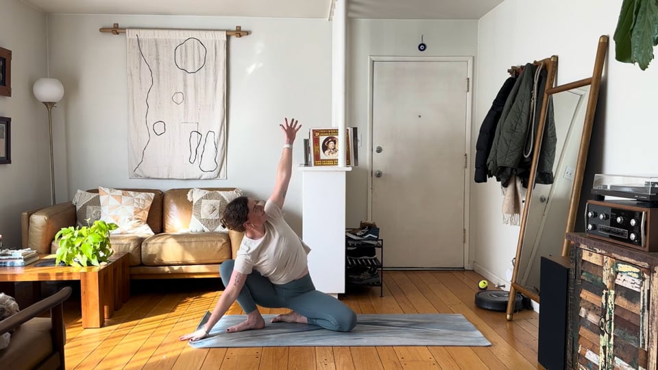 Grounding Hip Flow, a 45-minute yoga class for tight hips with Haley Havelock