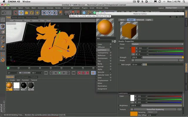 How to Setup And Use Sub Surface Scattering in Cinema 4D R13 on Vimeo