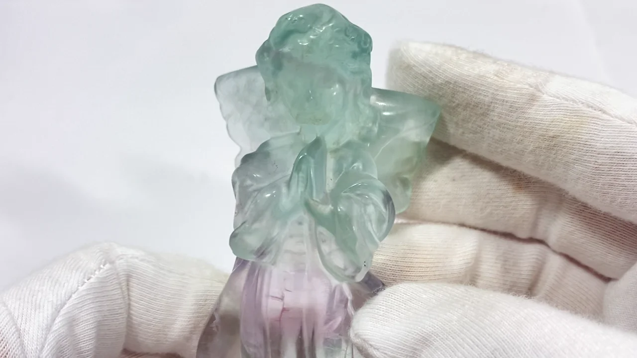 動画】【1点もの】マルチカラーフローライト 天使 NO.1 - 天然石ビーズ