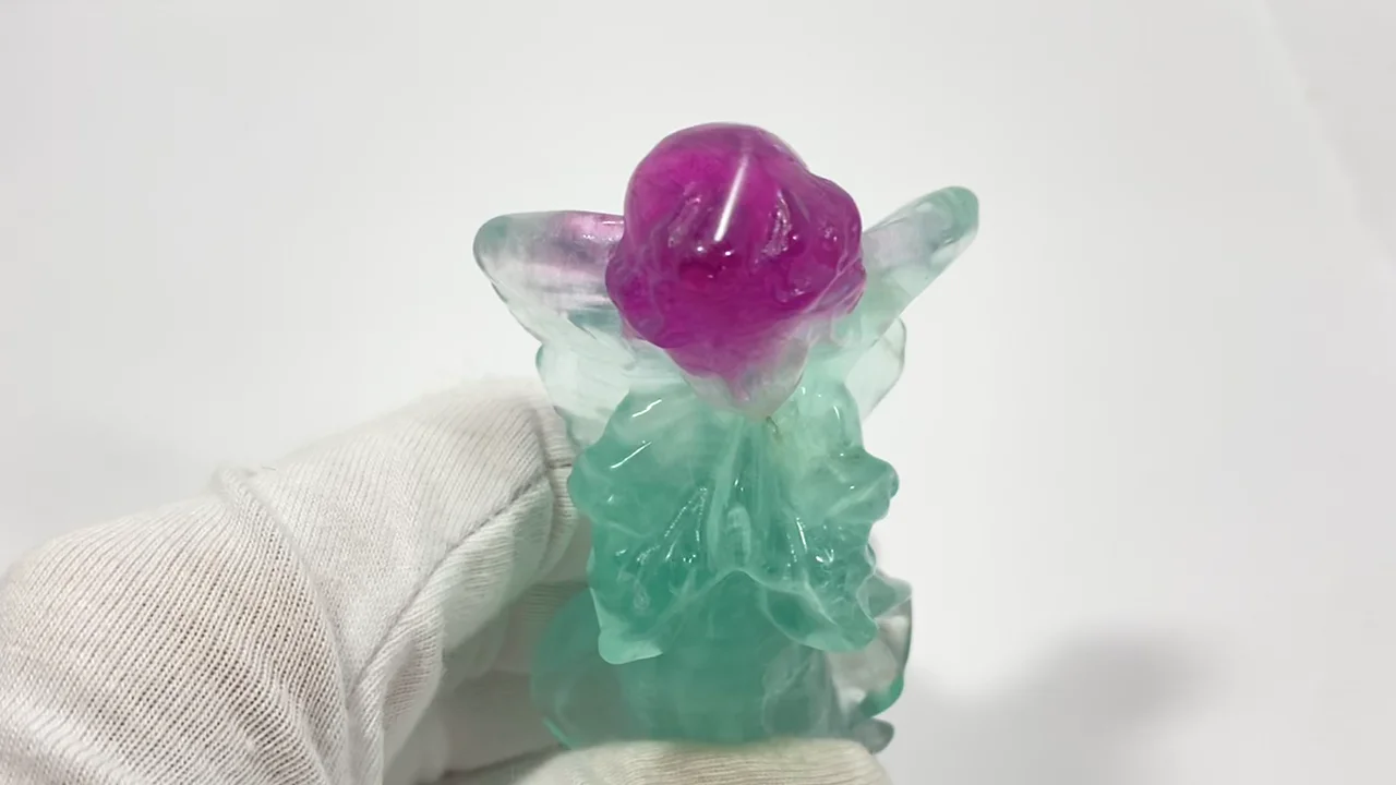 動画】【1点もの】マルチカラーフローライト 天使 NO.7 - 天然石ビーズ