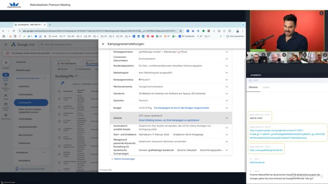 Konto Analyse (Webdesign), Standorterweiterungen, Kontotemplate für Google Ads & Live-Meeting Termine im Januar mit Malte vom 12.12.24