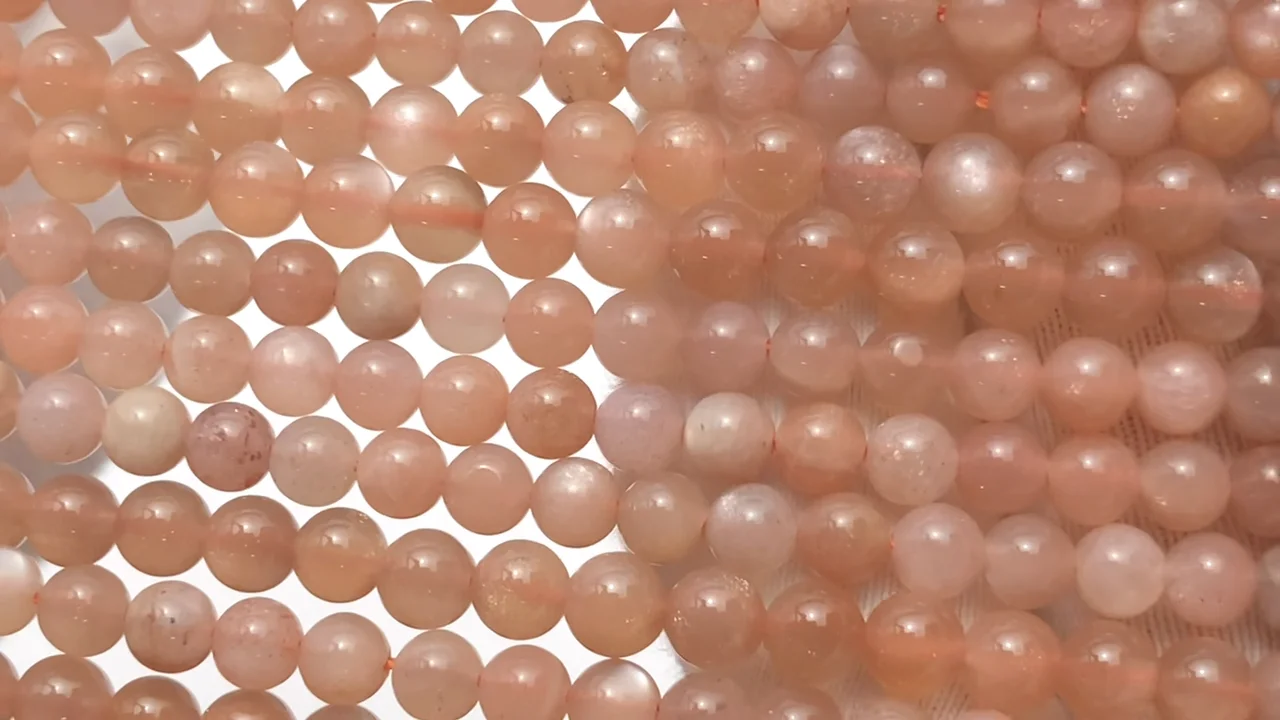 オレンジムーンストーン ラウンド4mm 1連（約38cm）｜天然石ビーズ