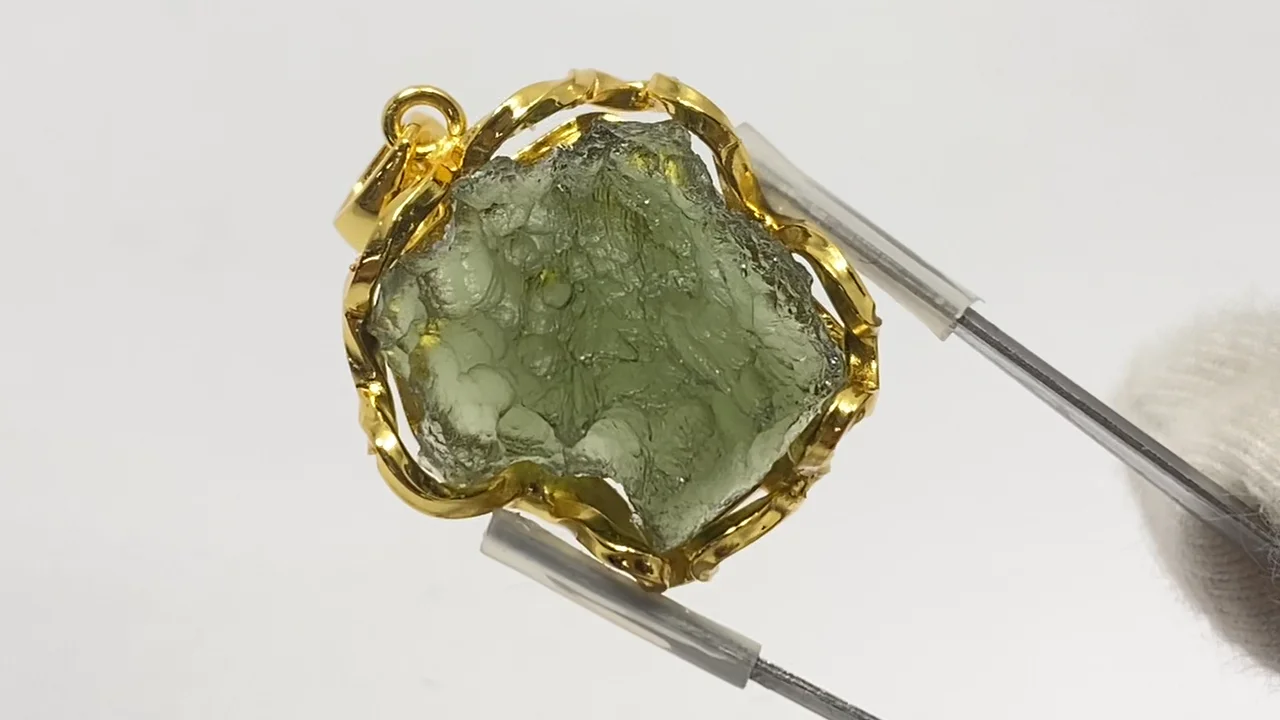 動画】【1点もの】モルダバイト ラフロックタンブル ペンダントトップ