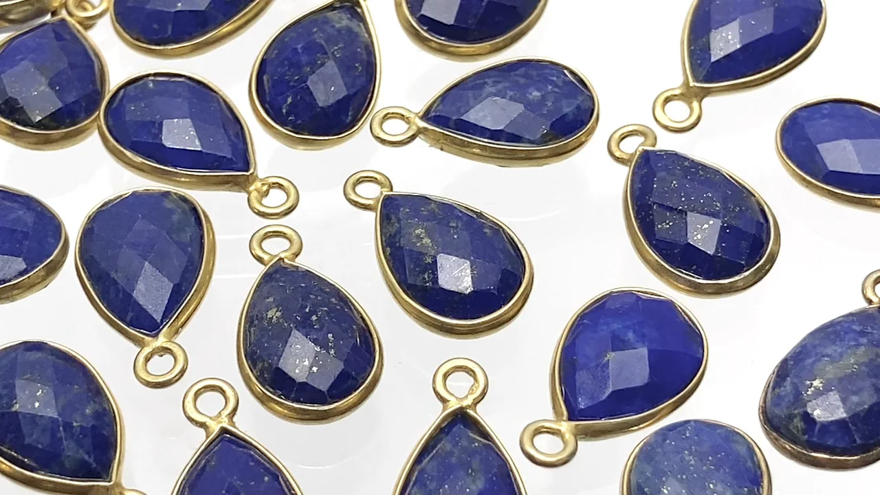 ラピスラズリ（産地・アフガニスタン） 枠留めペアシェイプカット13