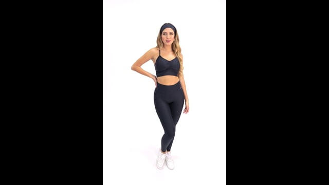Conjunto Legging Fitness Cintura Alta Preta Elastic
