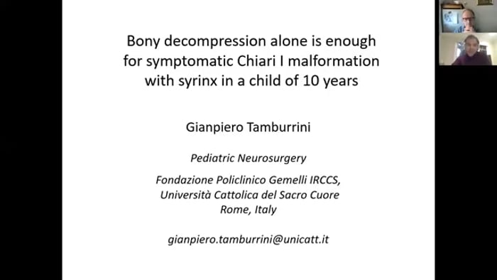 ISPN Clash of Titans: Bony Decompression Alone is Enough for Symptomatic Chiari Malformation with Syrinx in a 10 yo Child (full session)