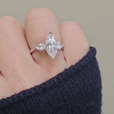 3.5ct Marquise Cut Center with 2 Pear-Shaped Cut of 1 TCW on the sides.  8101-CZ-14K