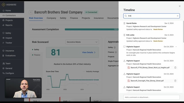 Timeline: Understand contractor history & status