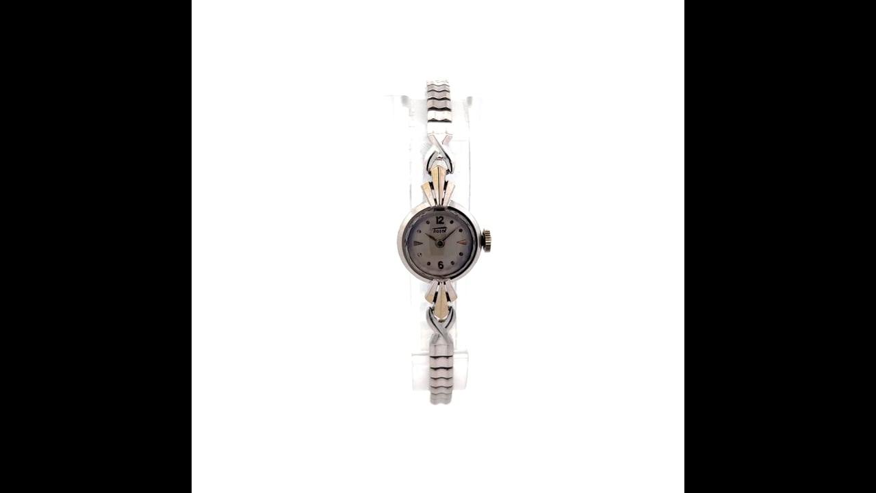 Vintage Mid-Century Tissot Ladies Watch in 14k White Gold