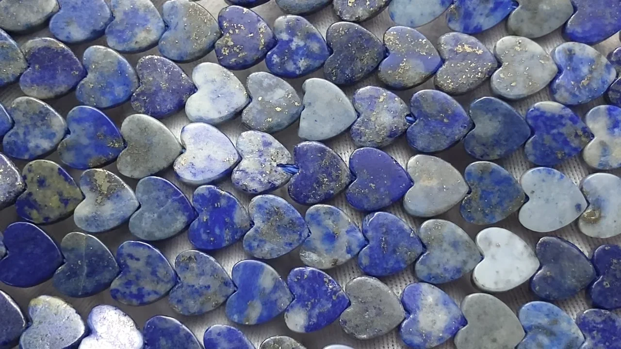 ラピスラズリ 縦穴ハート6×6mm 1連｜天然石ビーズの卸問屋・通販