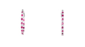 .60 ct. t.w. Ruby and .60 ct. t.w. Lab-Grown Diamond Hoop Earrings in Sterling Silver
