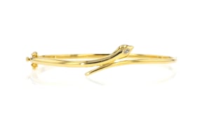 18kt Gold Vermeil Snake Bypass Bangle Bracelet with Single Lab-Grown Diamond