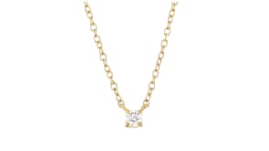 Lab-Grown Diamond-Accented Solitaire Necklace in 18kt Gold Over Sterling