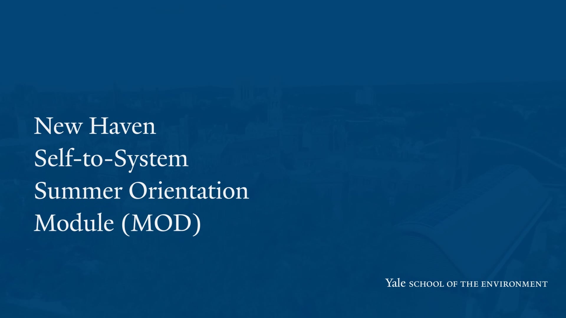 New Haven Self-to-System Summer Orientation Module (MOD)