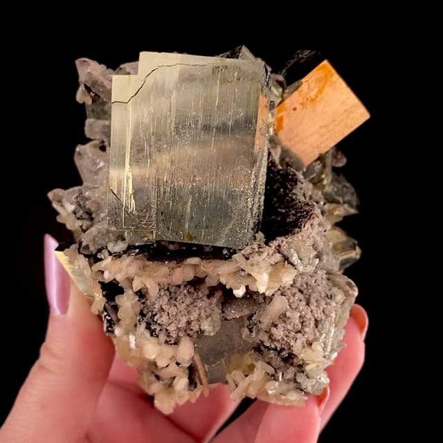 Pyrite with Stilbite (rare association for the locality)