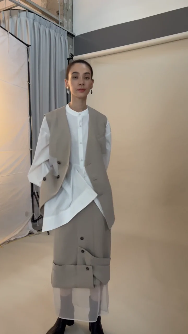 UN3D. ベスト ジレ UN3D./アンスリード/WAFFLE SHORT KNIT VEST