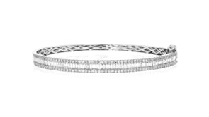 2.00 ct. t.w. Round and Baguette Lab-Grown Diamond Bangle Bracelet in Sterling Silver