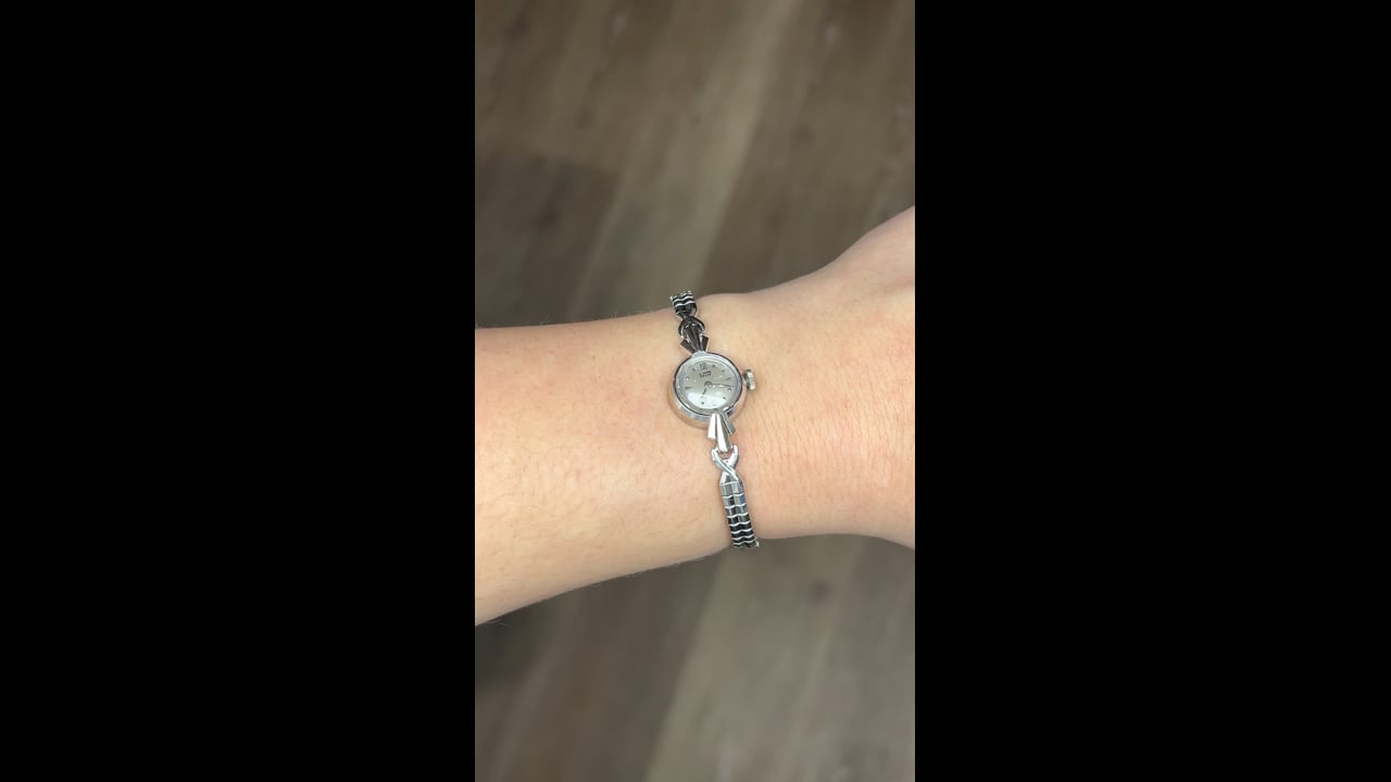 Vintage Mid-Century Tissot Ladies Watch in 14k White Gold