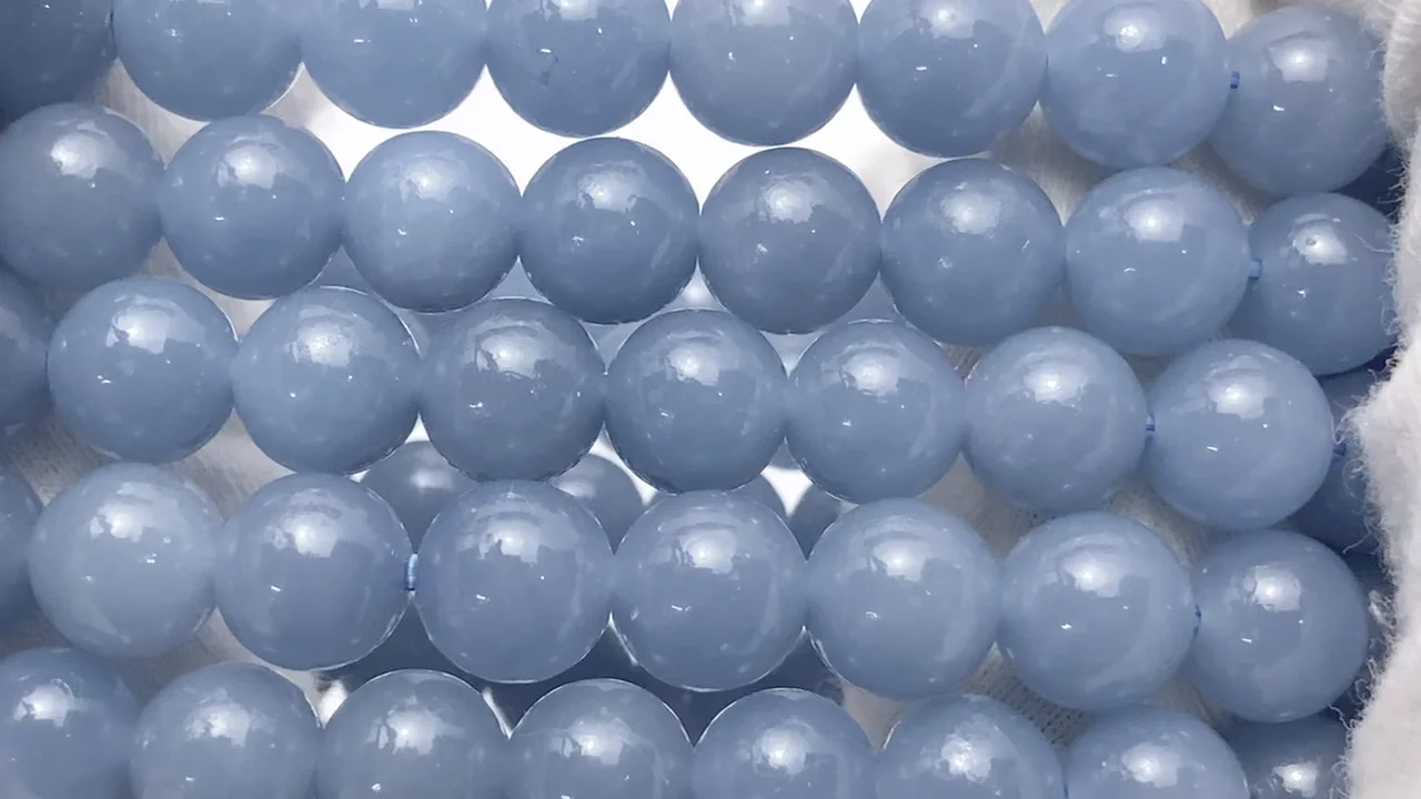 ペルー産エンジェライト ラウンド8mm ブレスレット｜天然石ビーズの卸