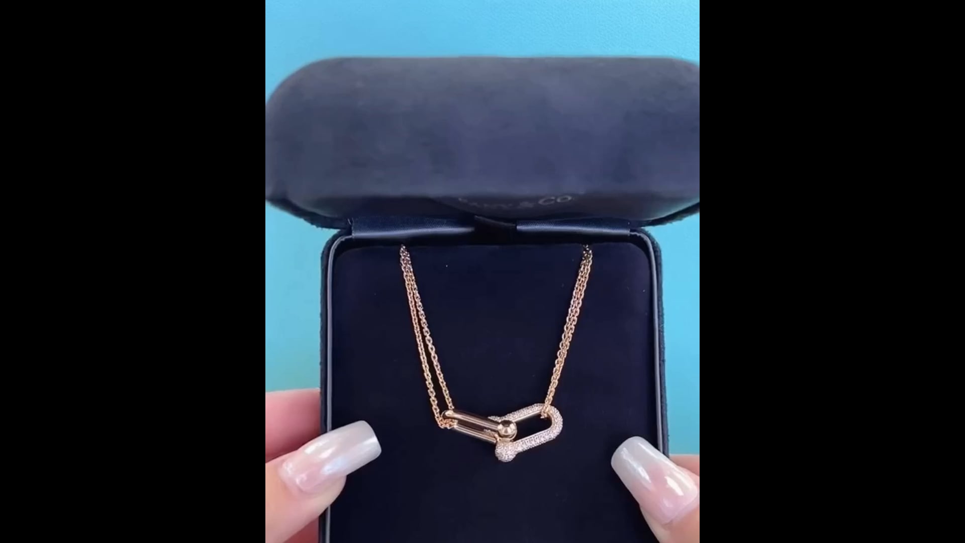 Tiffany and Co. Hardware Large Double Link Diamond Pendant