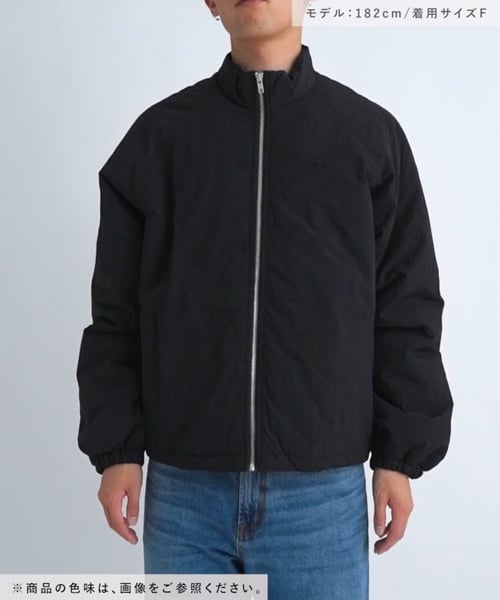 クルニ　ウールスタンドショートブルゾン　ジャケット　ベスト　ブラック スタンドカラーボアジャケット レディース[品番：II000011973