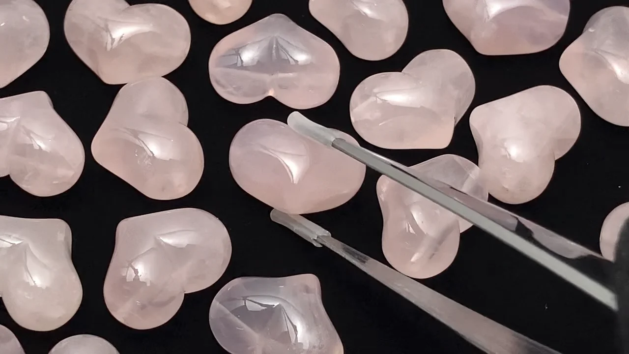 ローズクォーツ ハート14×18mm 【横穴】 3個｜天然石ビーズの卸