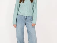 Green knitted cardigan with small buttons  