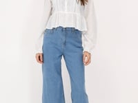 White blouse with pintucks & peplum