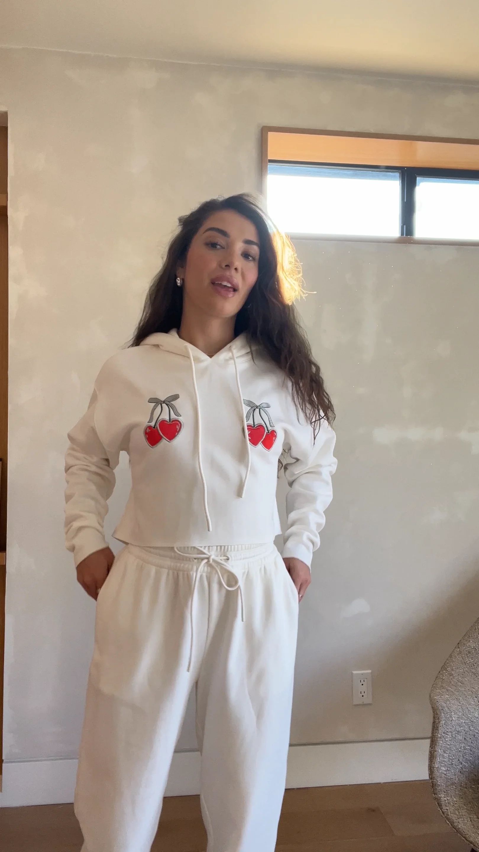 Cozy Fleece Cherry Cropped Hoodie - Fabletics