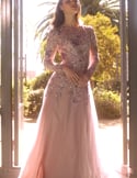 Video: Semitransparent long sleeve evening dress with rhinestones