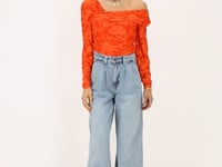 Orange asymmetrical top with flowers | My Jewellery
